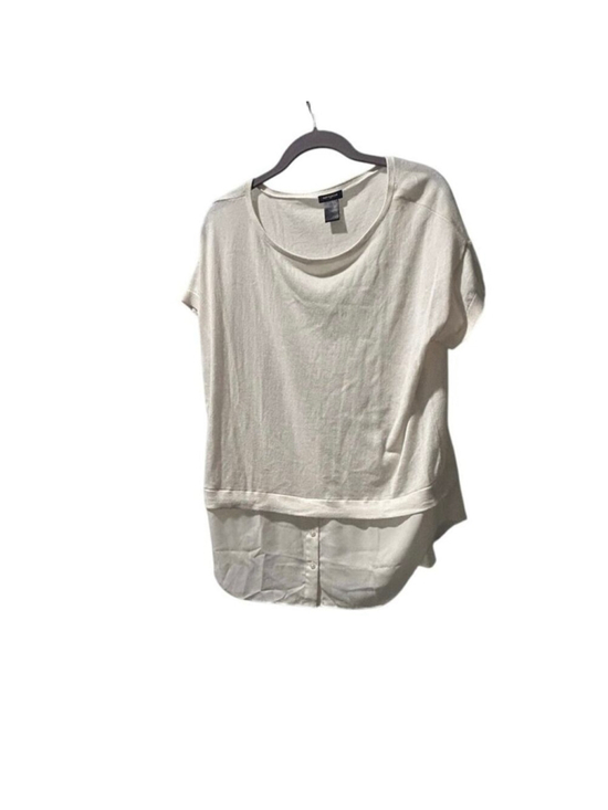 Ann Taylor Tops - Ann Taylor Cream Layered Knit Chiffon Hem Tunic Top Large